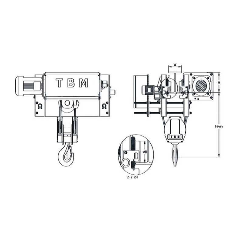 Talha de cabo de aço SHA7 com altura baixa