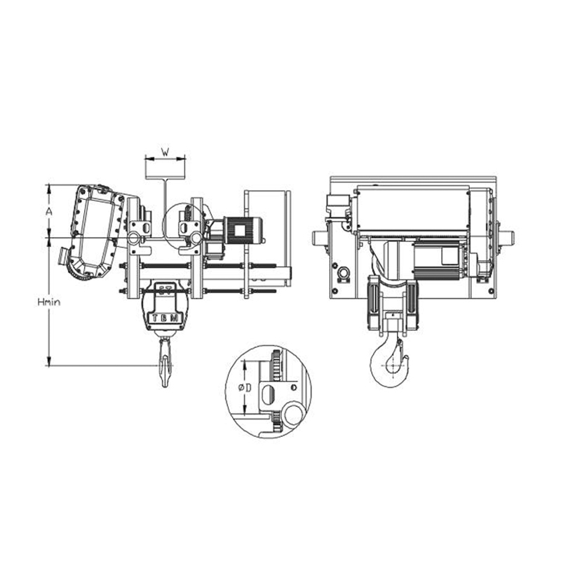 Talha elétrica de cabo de aço de baixa altura SHA8